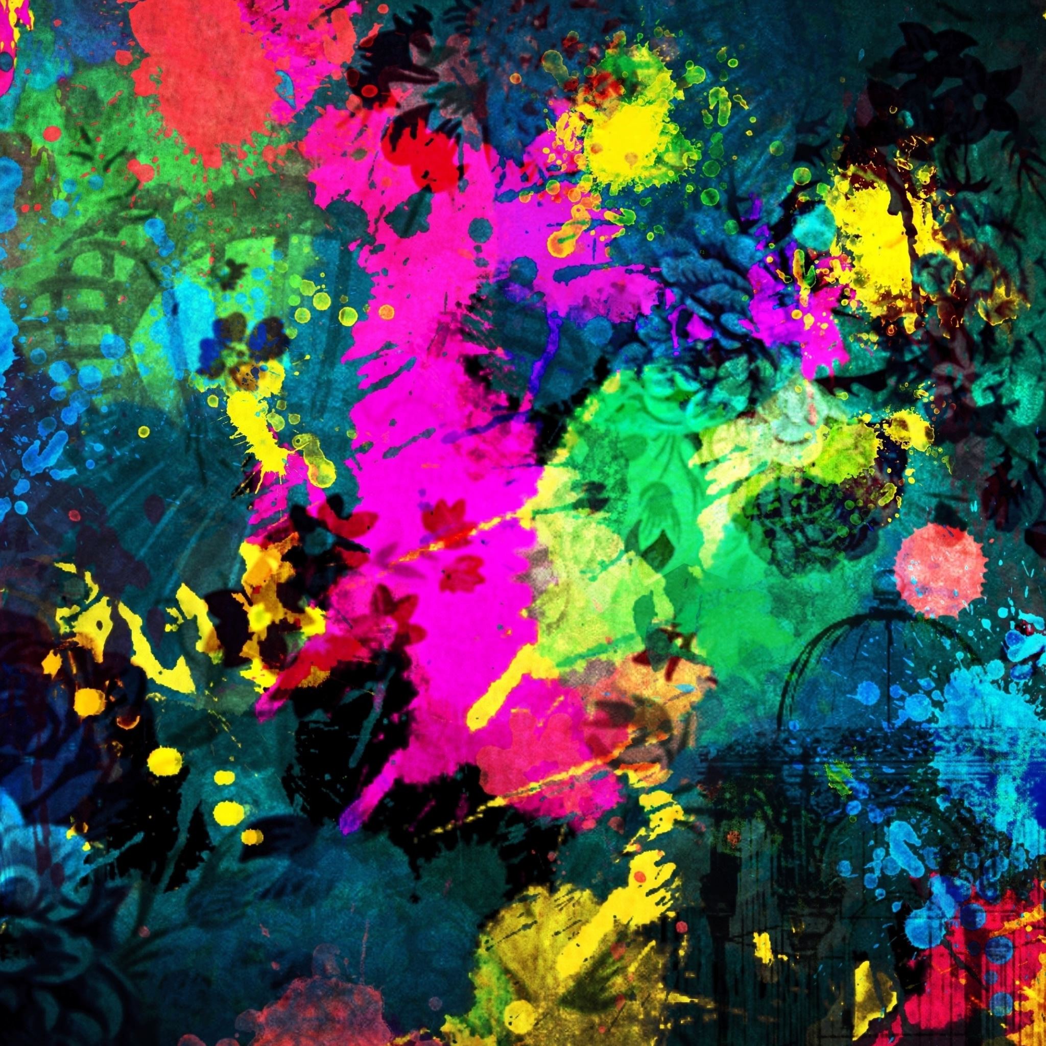 Colorful Paint Splatter iPad Air wallpaper 