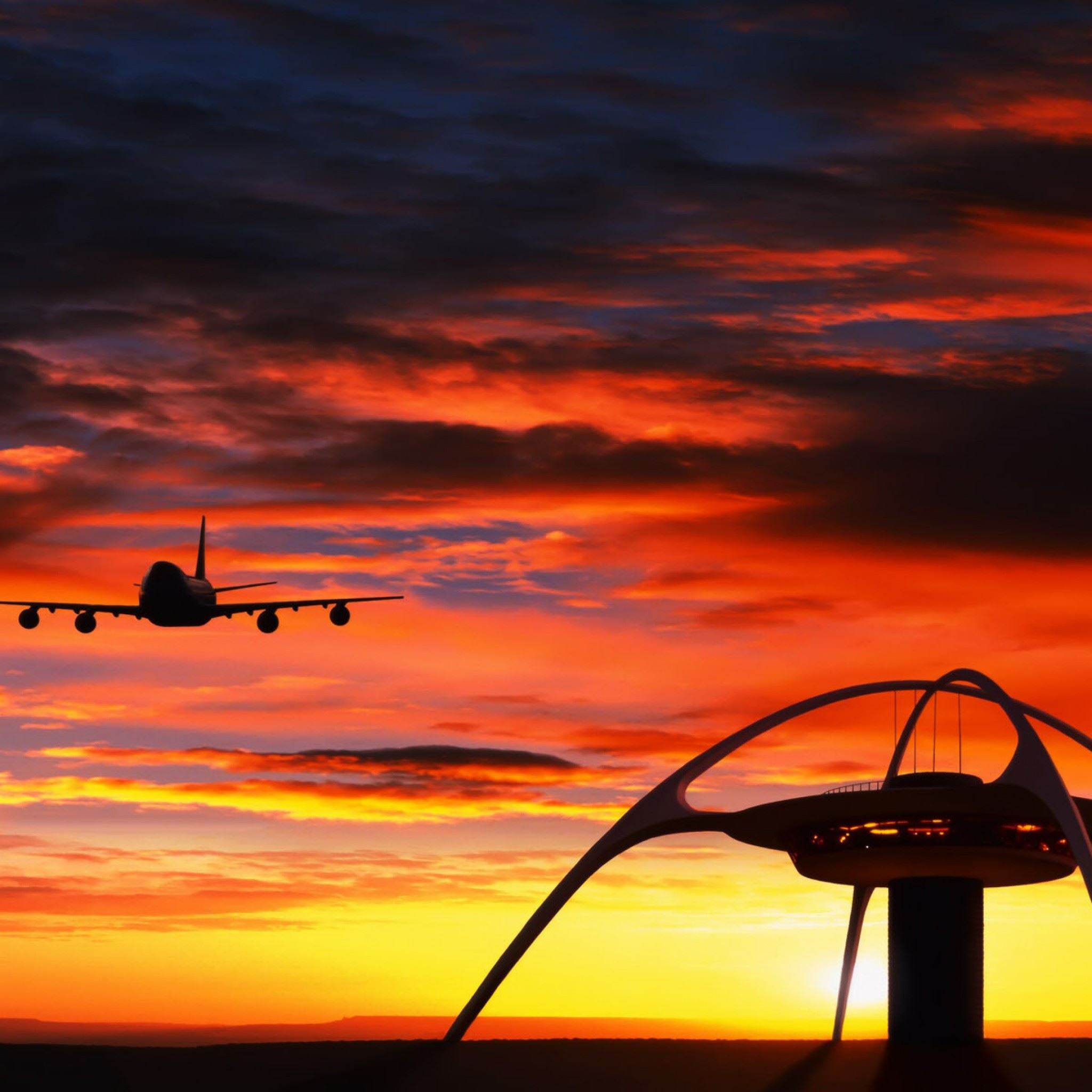 Landing Plane Sunset iPad Air wallpaper 