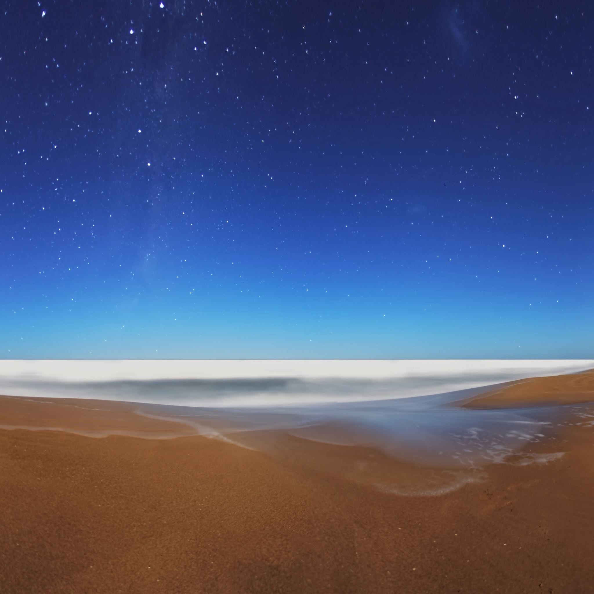 Starry sky beach fisheye iPad Air wallpaper 