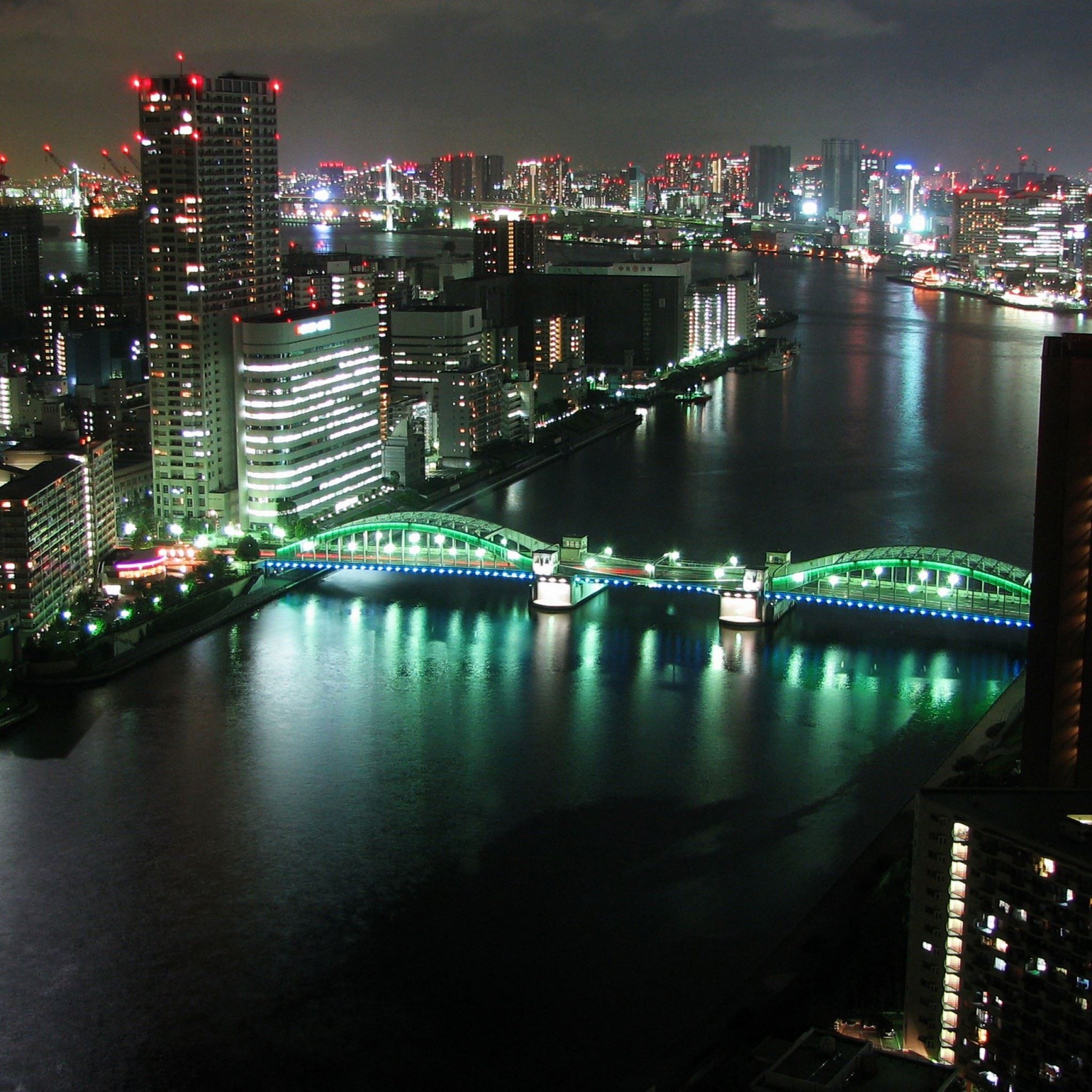 Tokyo Panoramic City Night iPad Air wallpaper 