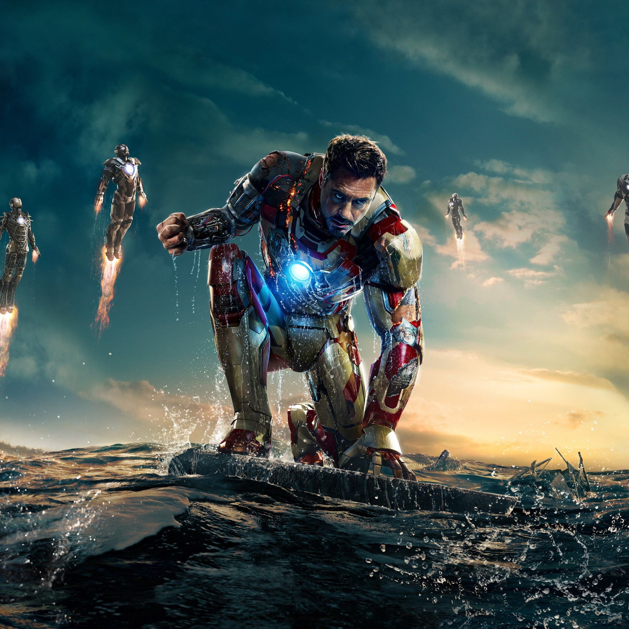 Iron Man 3 Water Fight iPad Air wallpaper 