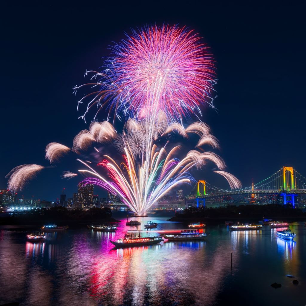 Tokyo Yokohama Fireworks iPad Air wallpaper 