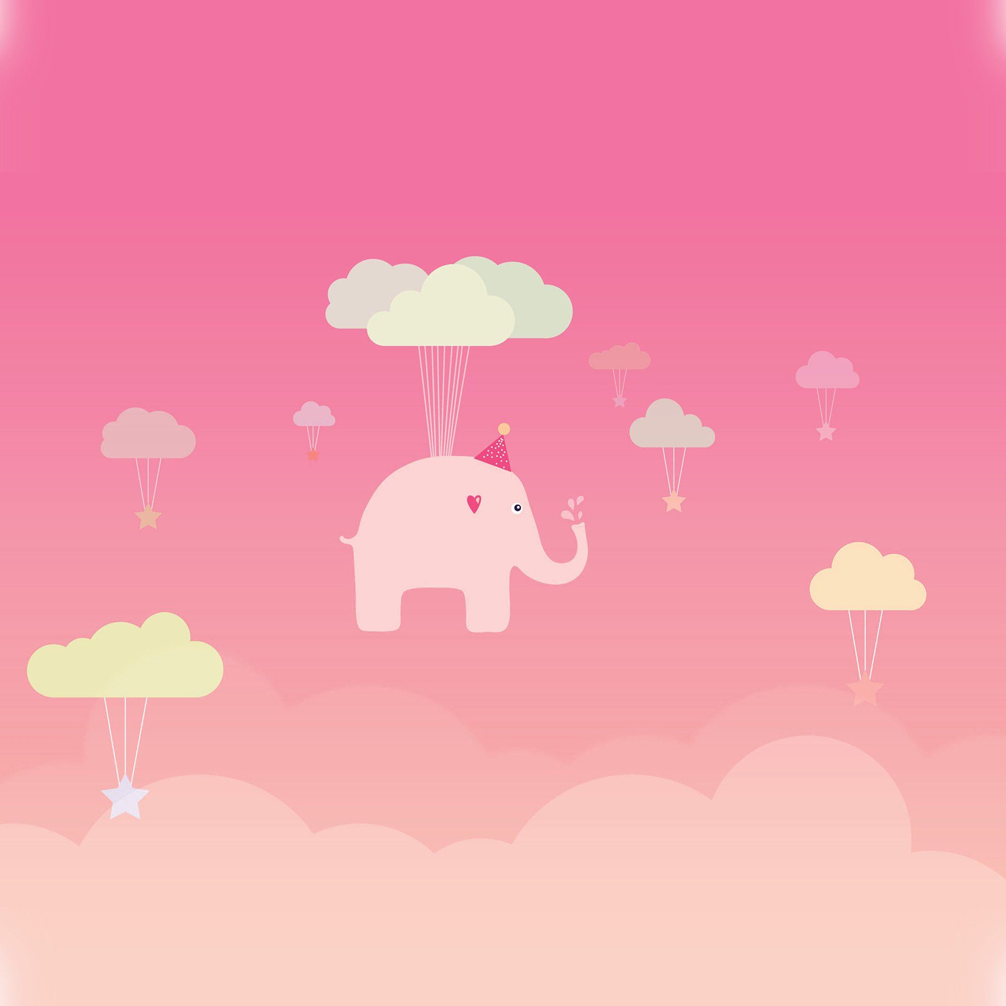 Cute Elephant IllustrationArt Orange Fly iPad Air wallpaper 