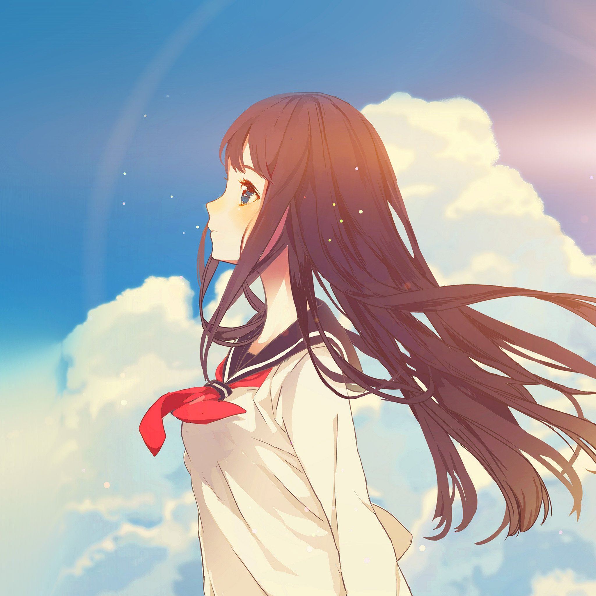 Cute Girl Illustration Anime Sky Flare iPad Air wallpaper 