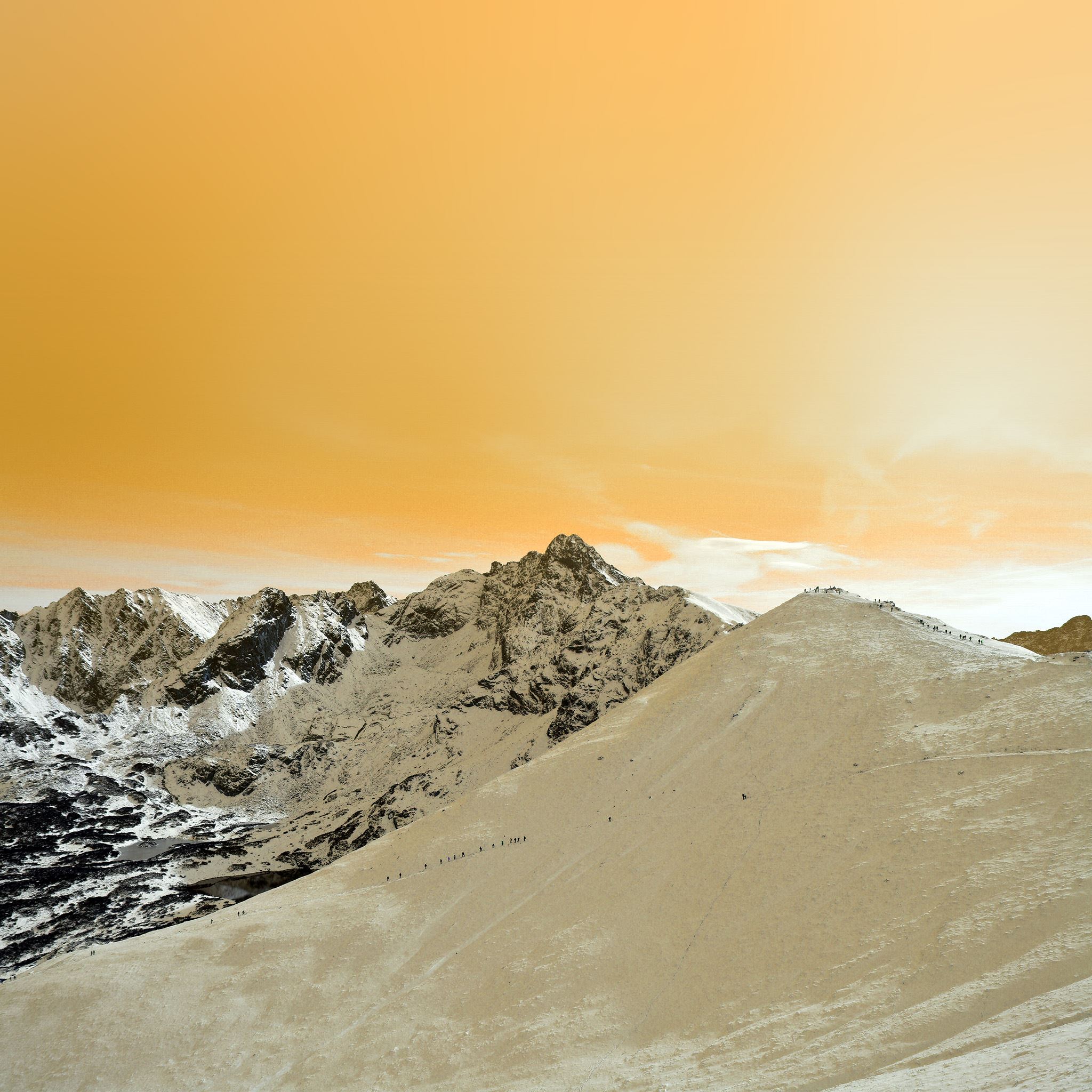 Winter Mountain Snow Gold Nature Orange iPad Air wallpaper 