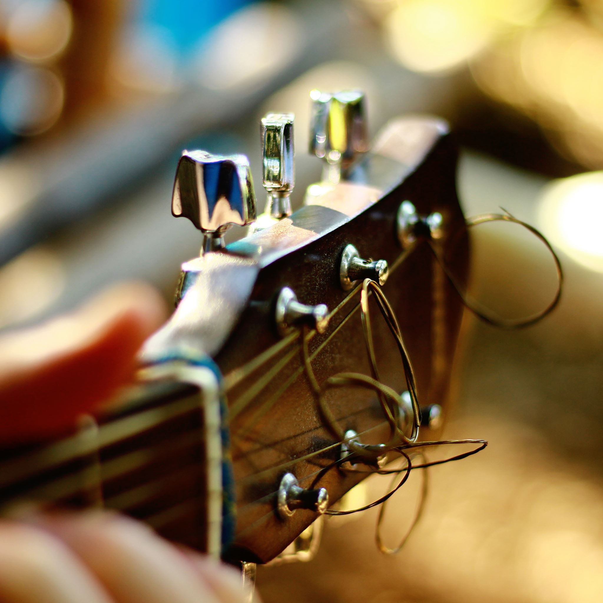 Guitar Fingerboard Strings Music Instrument Bokeh Macro iPad Air wallpaper 