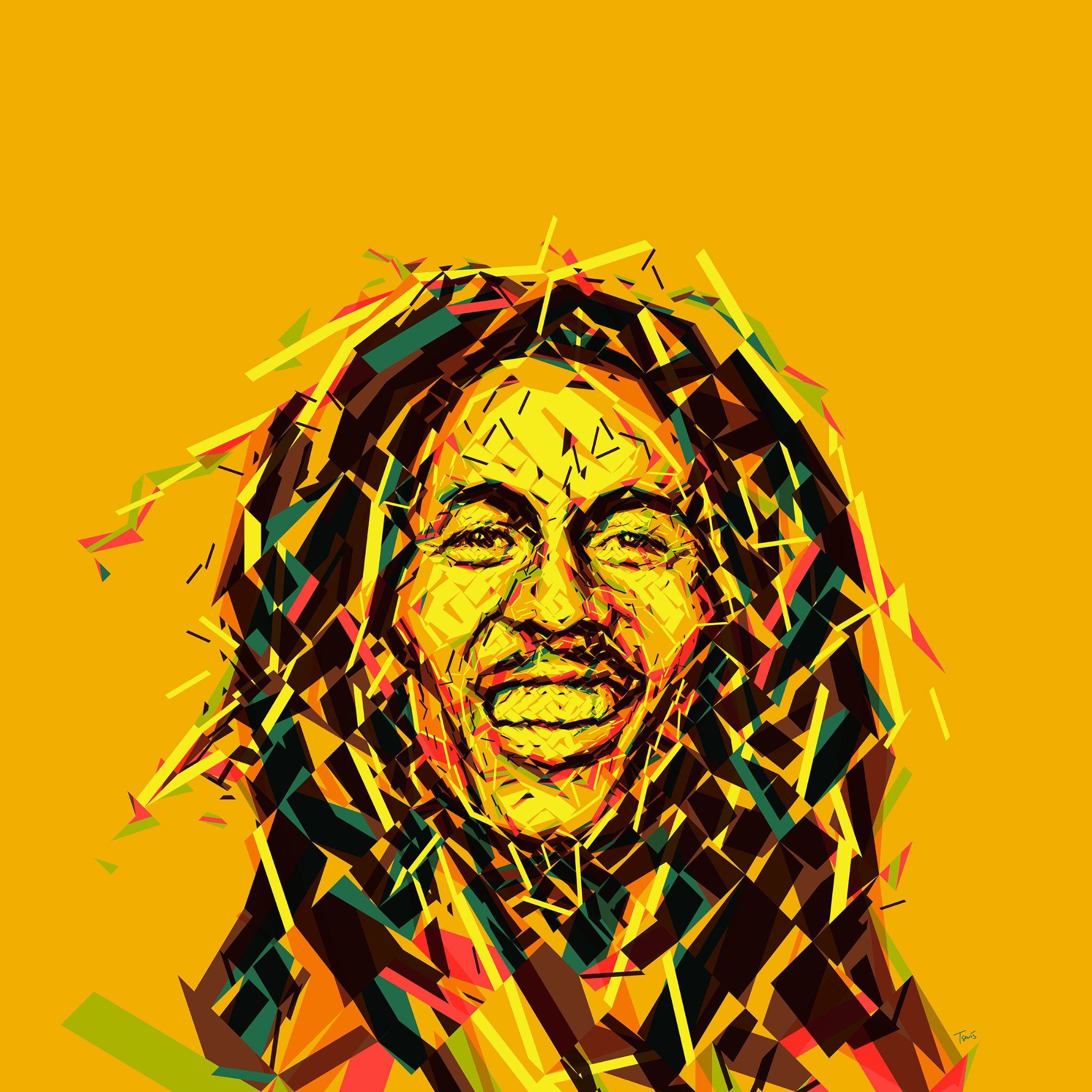 Bob Marley Art Golden Pattern Background iPad Air wallpaper 