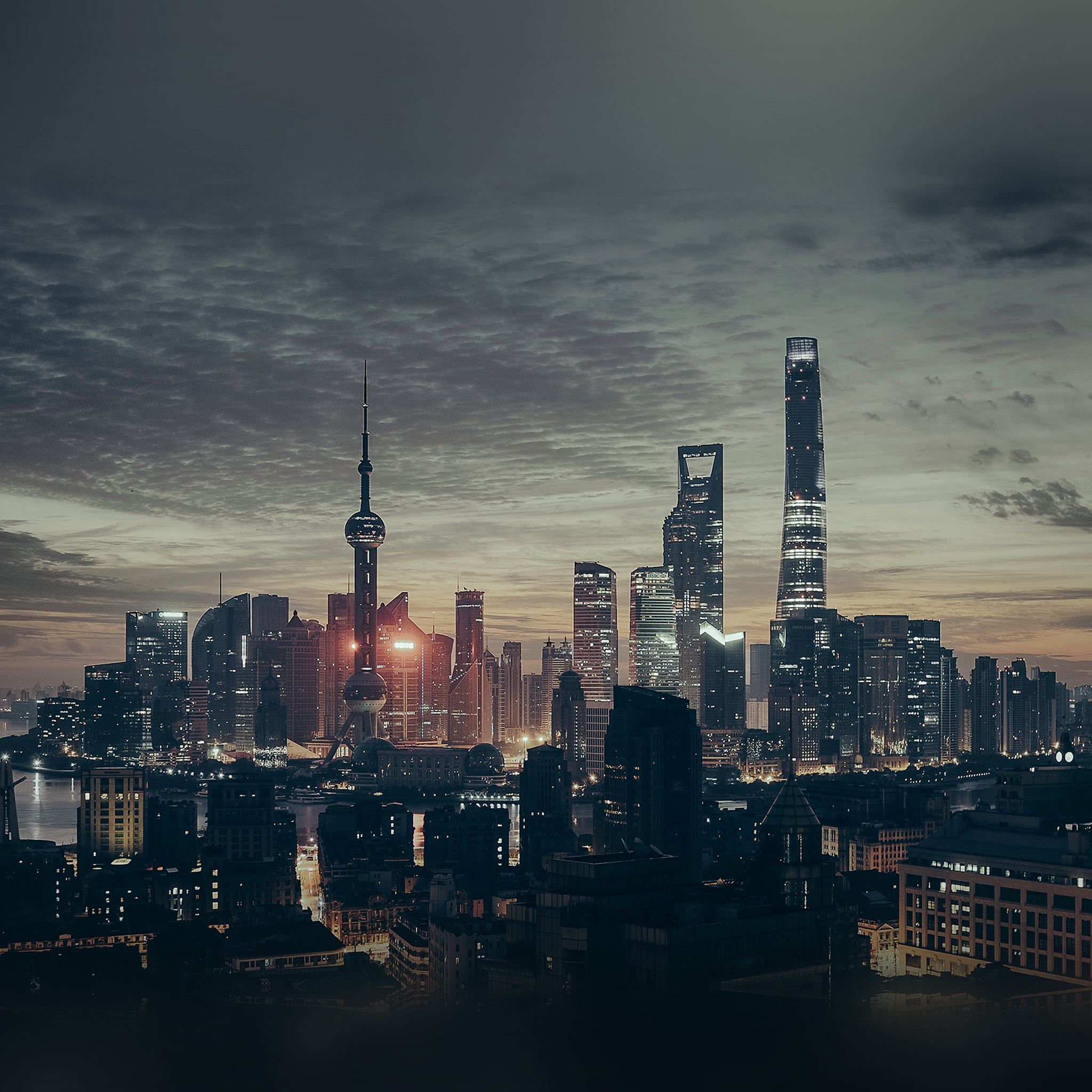 City Shanghai Night Building Skyline iPad Air wallpaper 