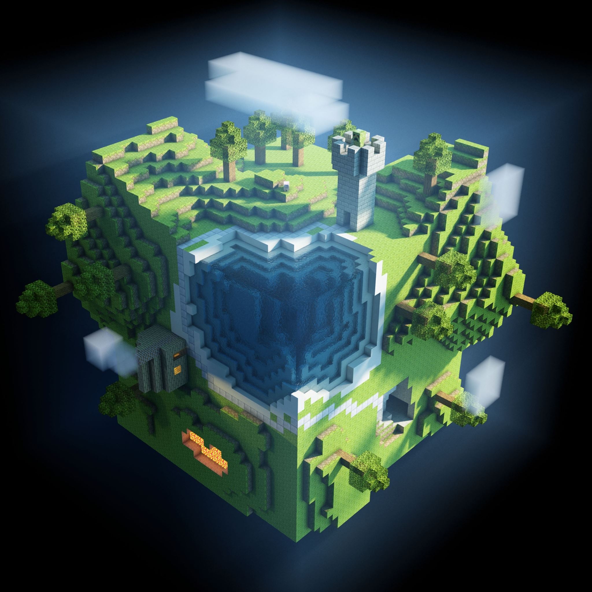 Minecraft Planet Cube Cubes World iPad Air wallpaper 