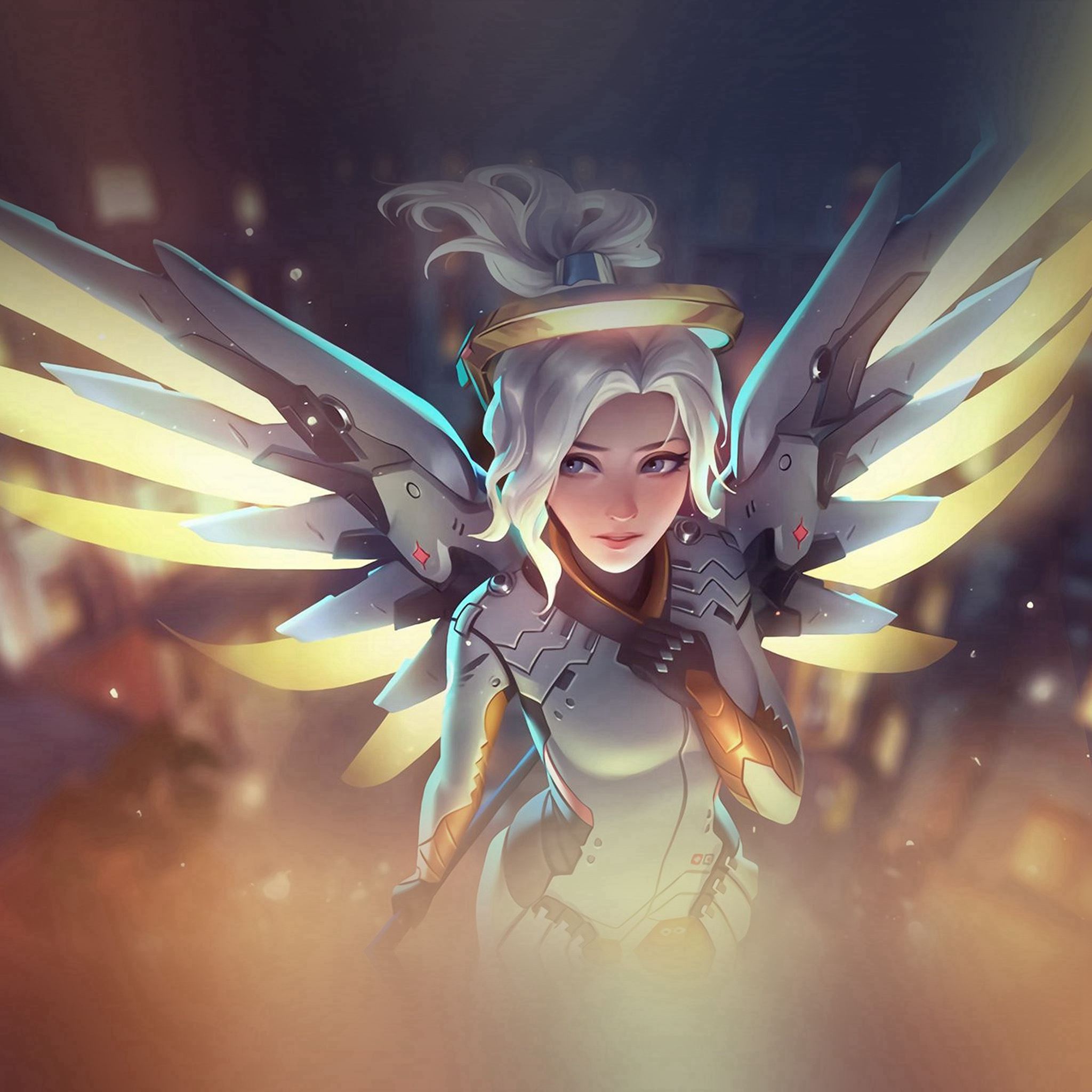 Mercy Overwatch Angel Healer Game Art Illustration iPad Air wallpaper 