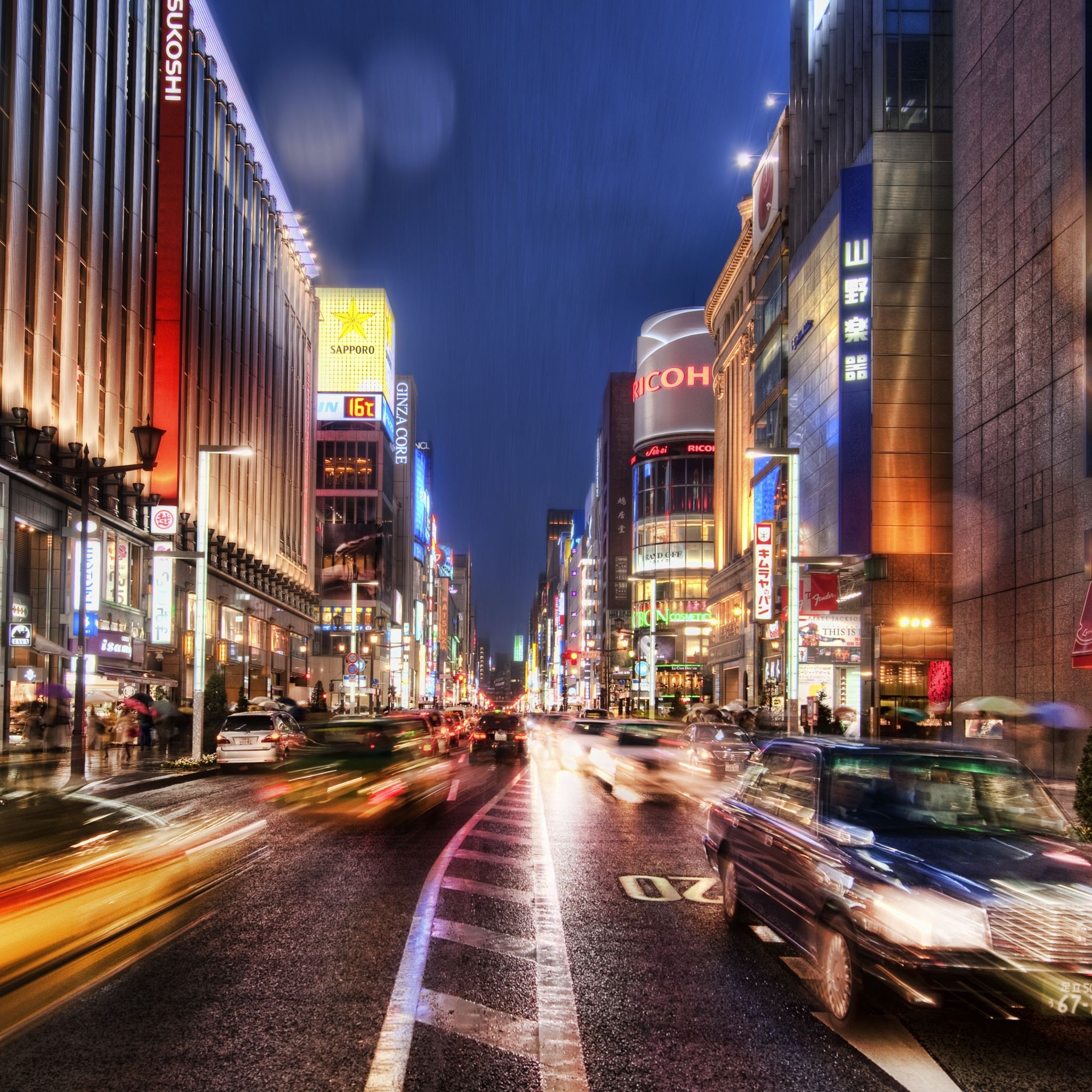 Tokyo Street At Night Hdr iPad Air wallpaper 