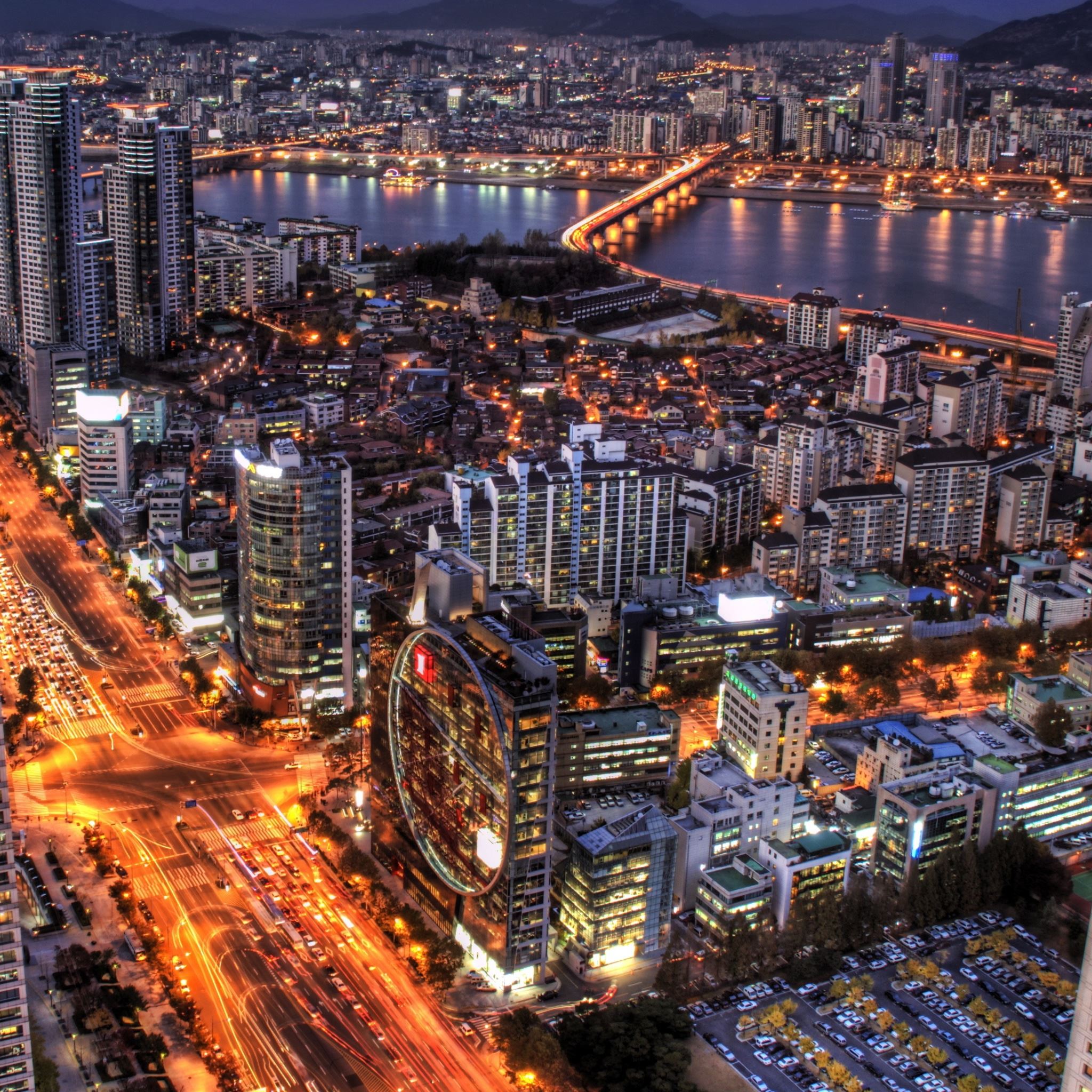 Seoul At Night South Korea iPad Air wallpaper 