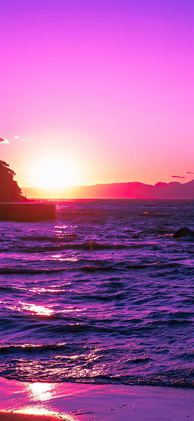 beautiful evening purple sunset 4k iPhone 12 wallpaper 