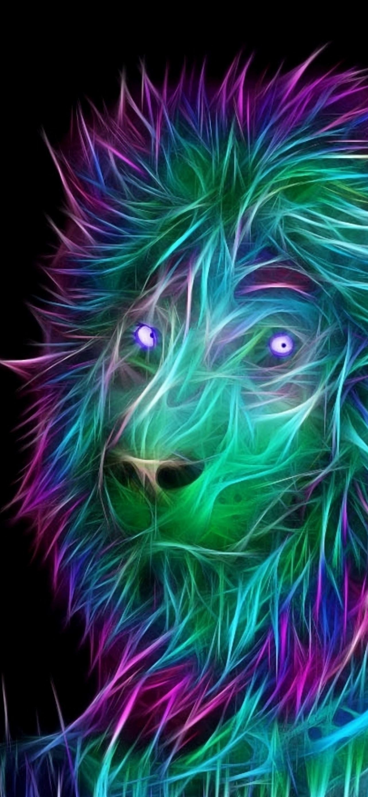 Abstract 3D Art Lion Colorful Hair iPhone se Wallpaper Download