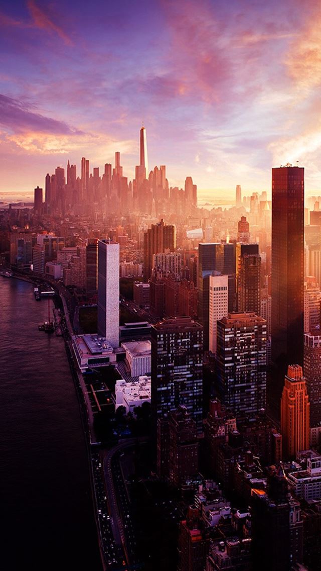 New York Sunset City Skyline iPhone se Wallpaper Download | iPhone