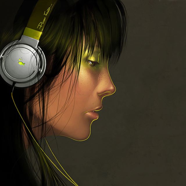 Female Headphones iPad wallpaper 