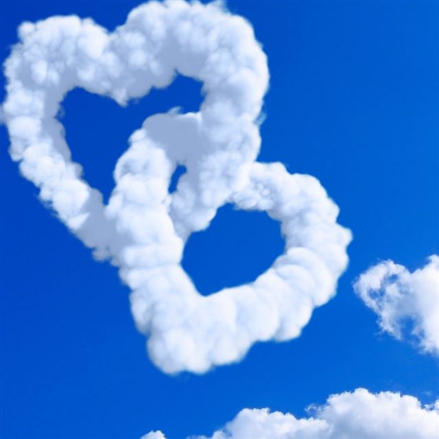 Hearts In Clouds iPad wallpaper 