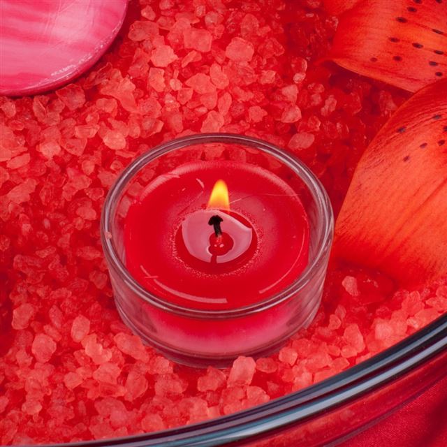 Red Candle And Orchid iPad wallpaper 