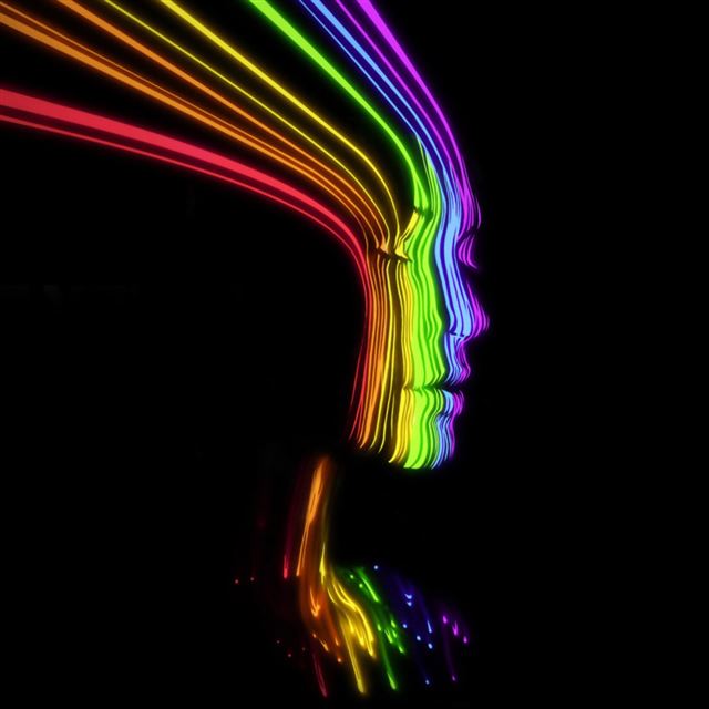 Face Shaped Rainbow Lines iPad wallpaper 