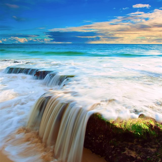 Sea Wave Waterfall iPad wallpaper 