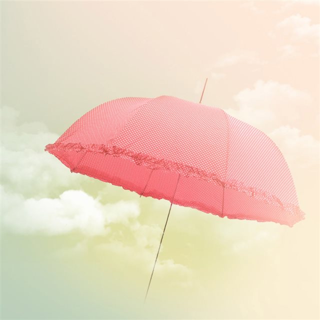 Pink Dotted Umbrella iPad wallpaper 