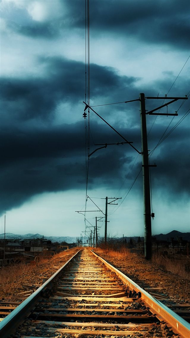 Countryside Railway Storm iPhone 8 wallpaper 