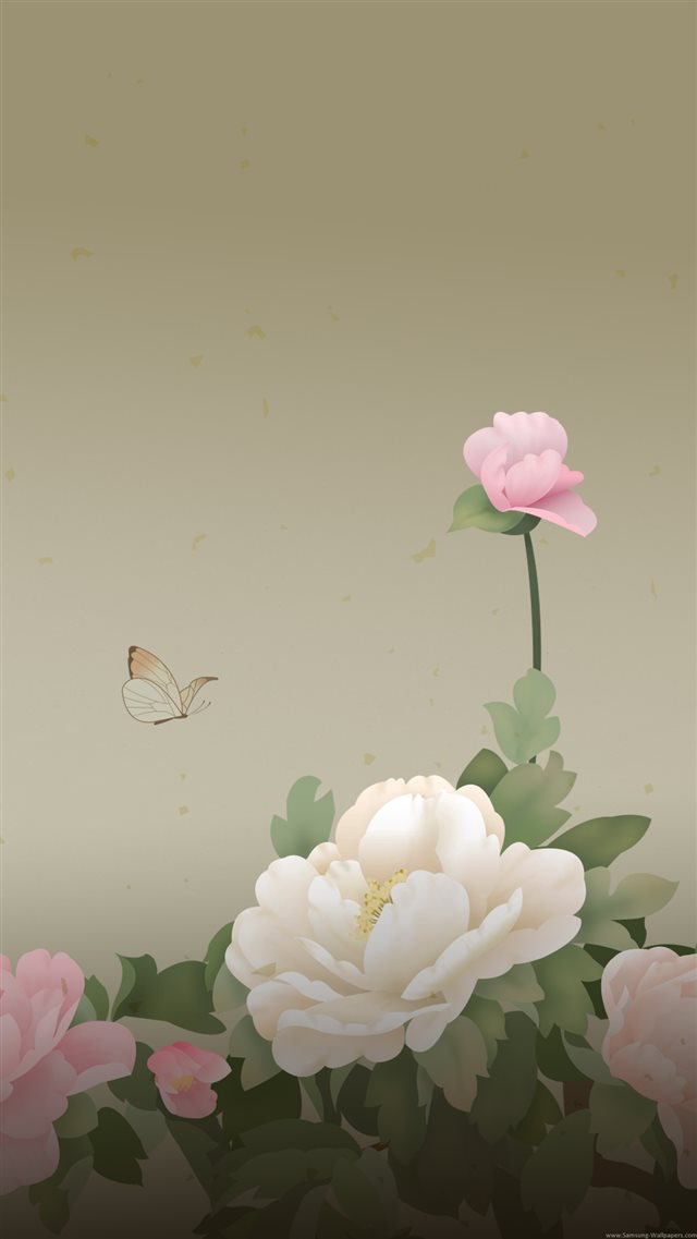 Peony Flowers Butterfly iPhone 8 wallpaper 
