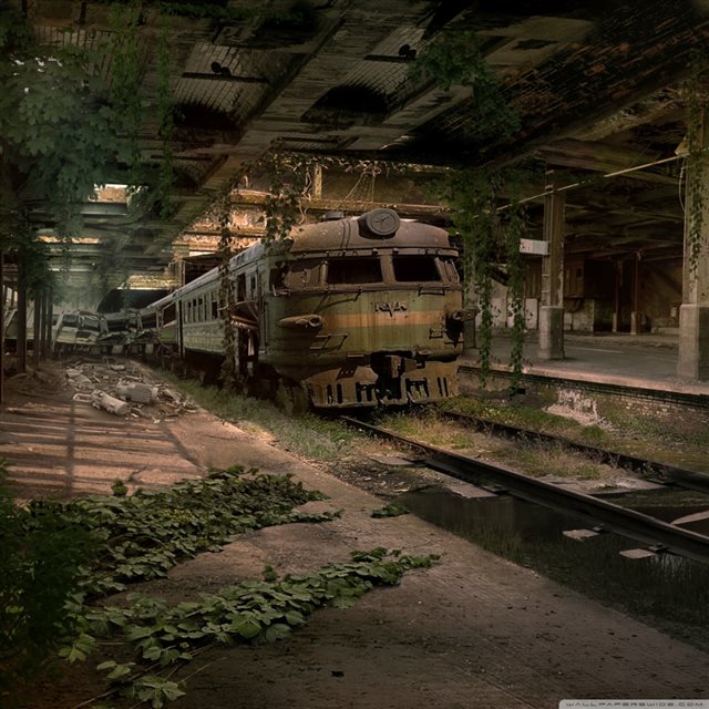 Abandoned Train Station iPad wallpaper 