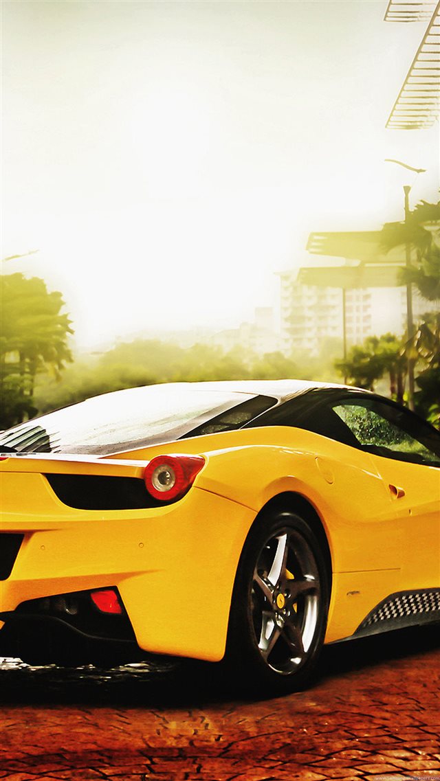Ferrari 458 Spider Yellow iPhone 8 wallpaper 
