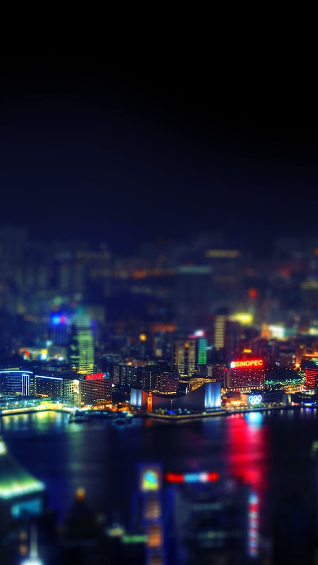 Hongkong Night Cityscape Light iPhone 8 wallpaper 