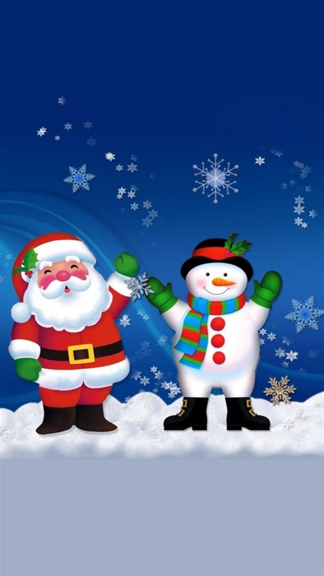 Merry Christmas Santa Claus And Snowman iPhone 8 wallpaper 