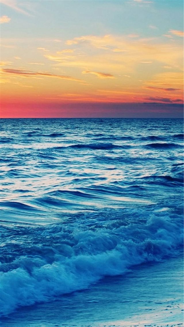Nature Sunset Sea Wave Landscape iPhone 8 wallpaper 