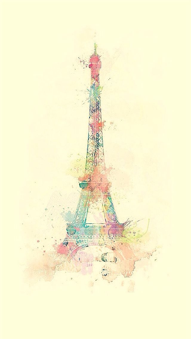 Eiffel Tower Watercolor Paint iPhone 8 wallpaper 