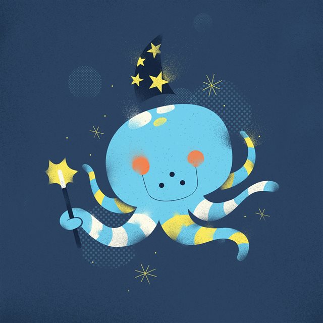 Magic Octopus Illustration iPad wallpaper 