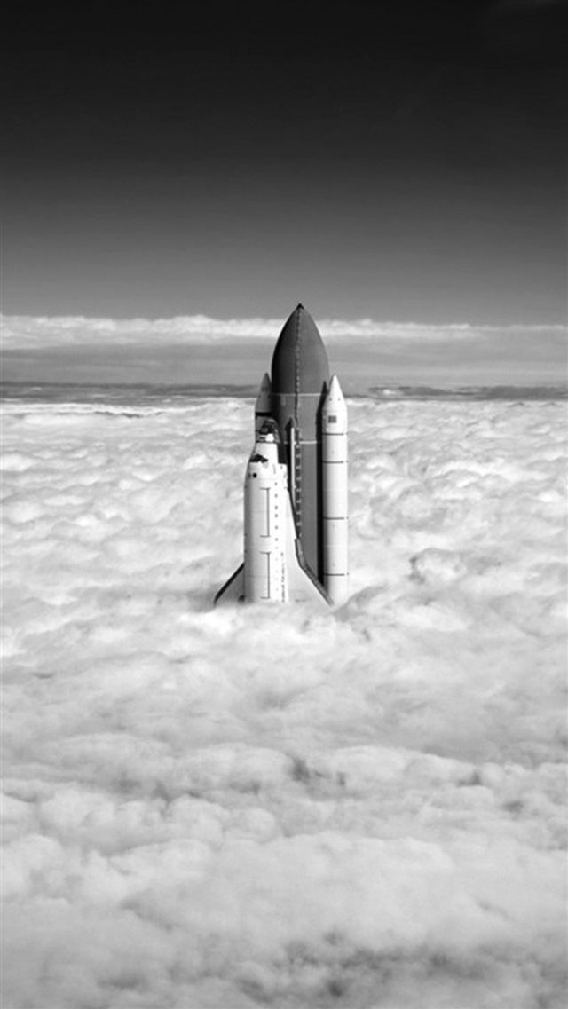 Grayscale Rocket Up Towards Cloudy SKy iPhone 8 wallpaper 