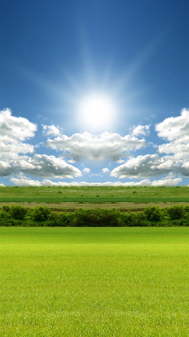 Nature Sunshine Grass Field Cloudy Skyscape iPhone 8 wallpaper 