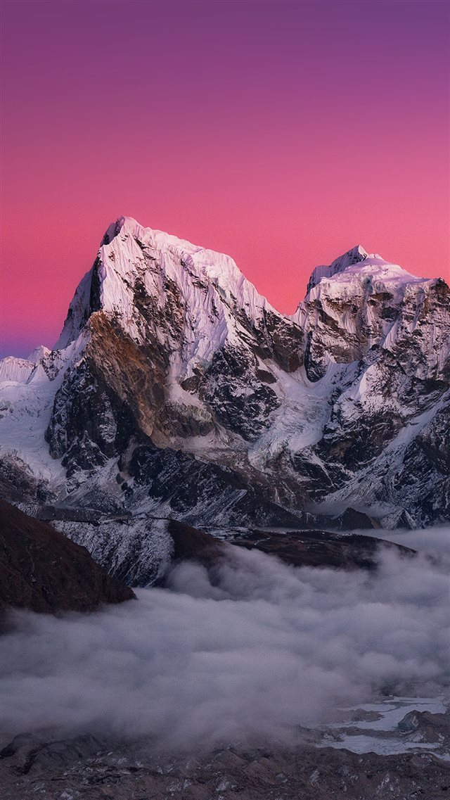 Icy Mountains Red Sky iPhone 8 wallpaper 