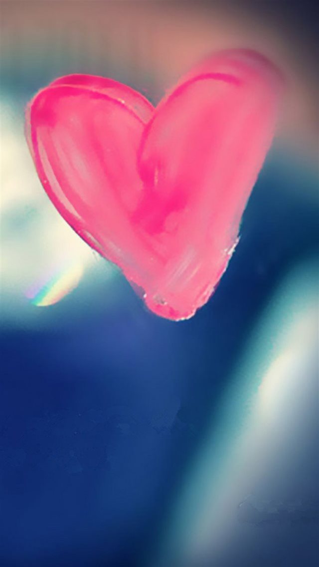 Pure Pink Love Heart Drawn On Glass Window iPhone 8 wallpaper 