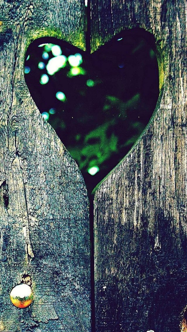 Love Heart Hole Scenery On Wood iPhone 8 wallpaper 