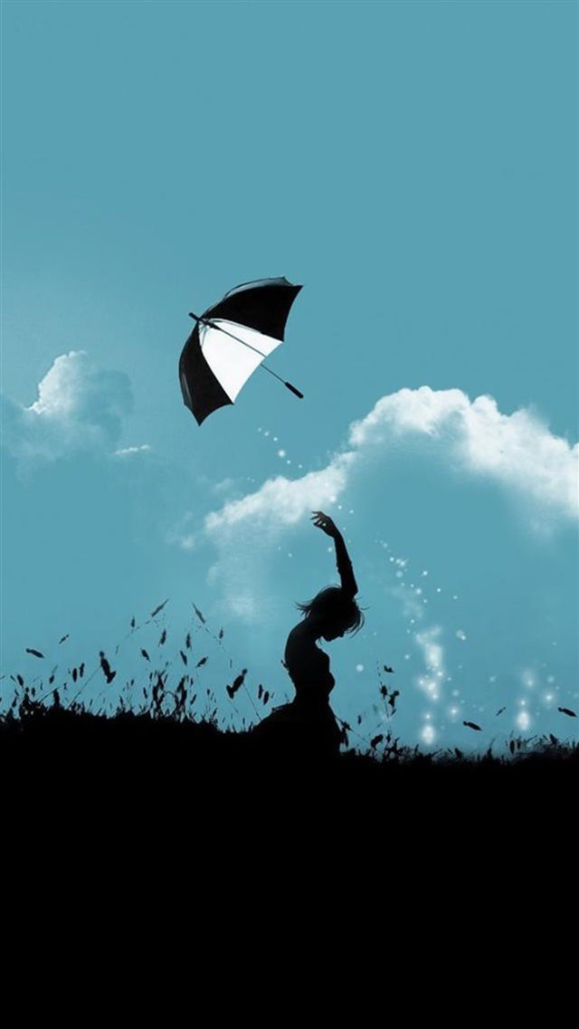Hill Umbrella Throw At Cloudy Sky Aesthetic Art iPhone 8 wallpaper 