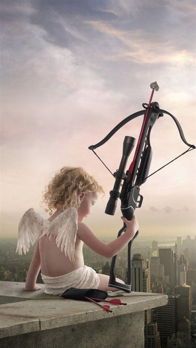 Rooftop Cupid Angel Love Bow Arrow iPhone 8 wallpaper 