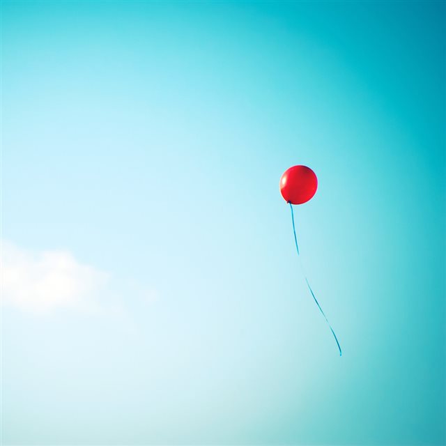 Nature Lonely Red Balloon In Blue Sky iPad wallpaper 