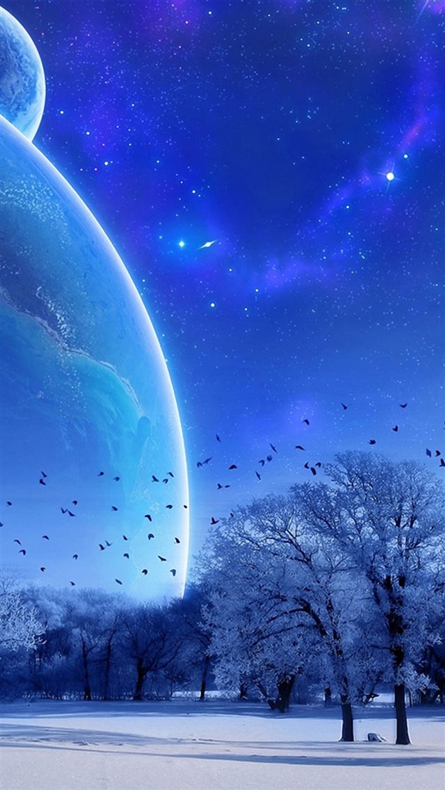 Fantasy Winter Skyscape Space View iPhone 8 wallpaper 