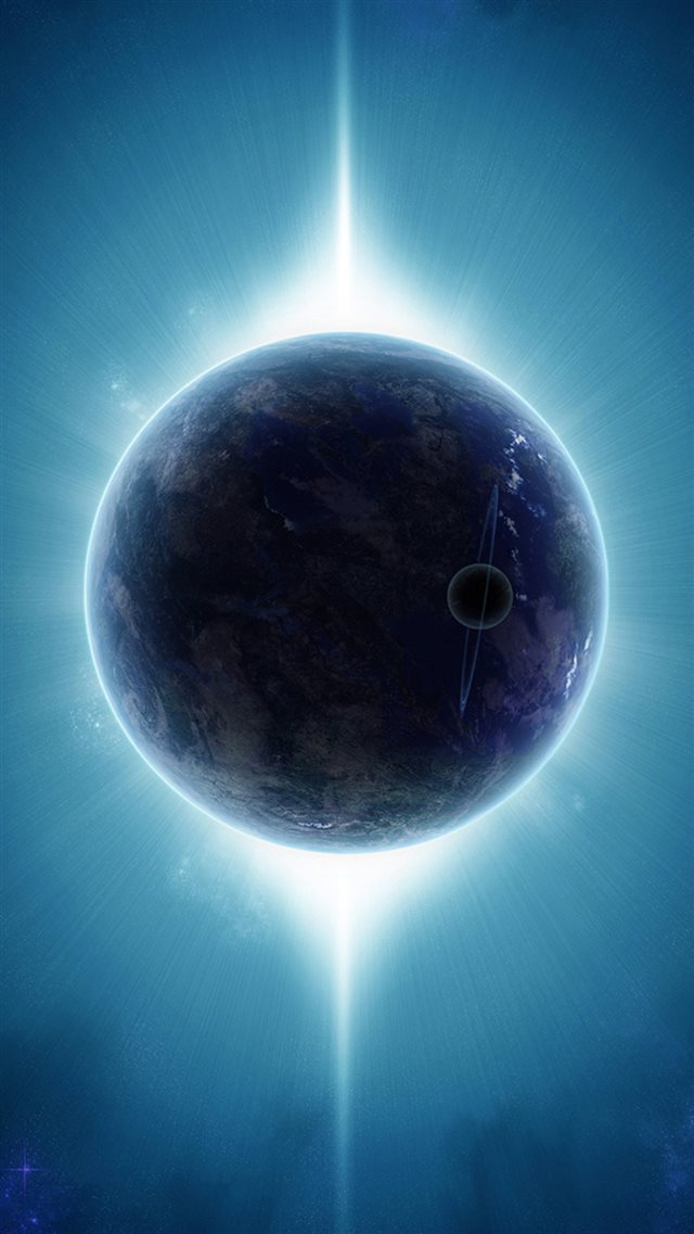 Fantasy Outer Space Planet Light Beam iPhone 8 wallpaper 