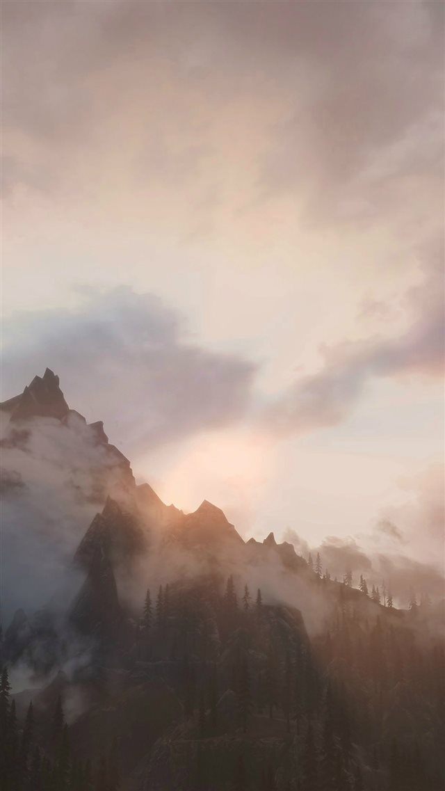 Foggy Mountain Sunshine Nature iPhone 8 wallpaper 