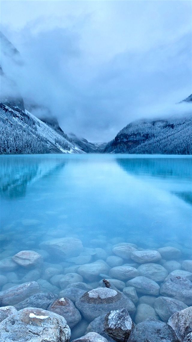 Nature Early Morning Peaceful Lake Mist Mountain Landscape iPhone 8 wallpaper 