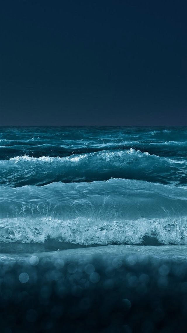 Nature Night Ocean Beach Wave Bokeh iPhone 8 wallpaper 