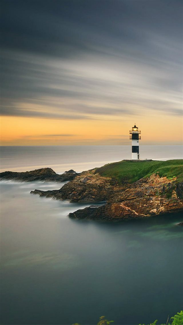 Beautiful Lighthouse Sunset Ocean iPhone 8 wallpaper 