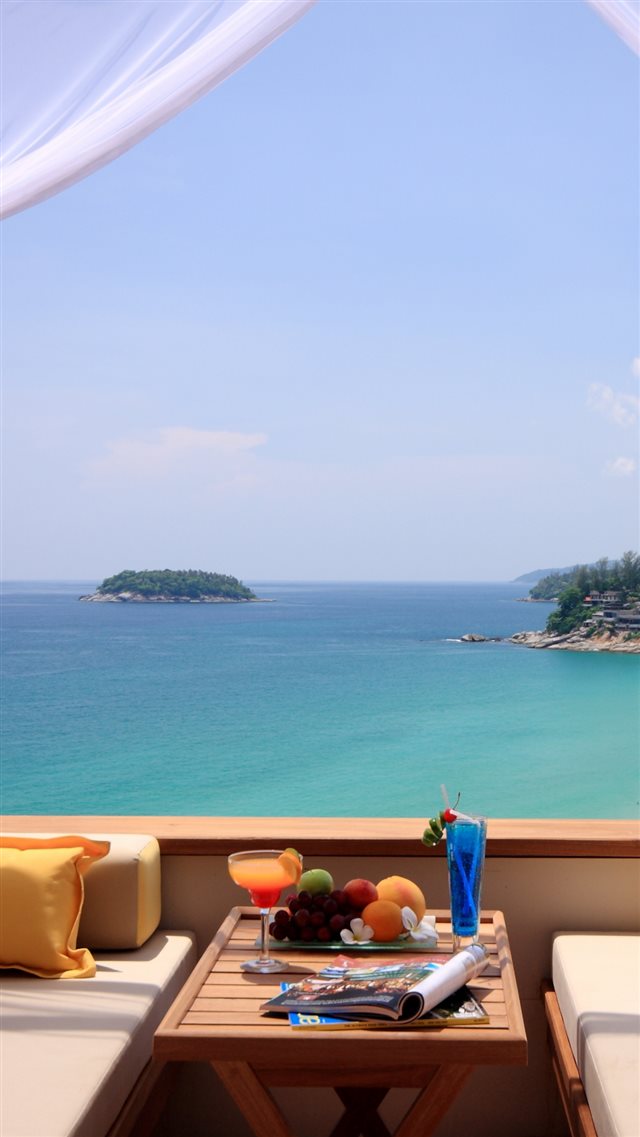 Summer Breakfast Ocean View iPhone 8 wallpaper 