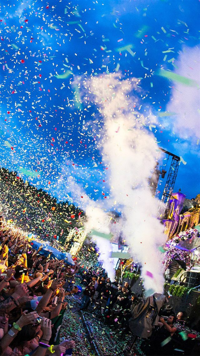 Tomorrowland Festival Concert Confetti iPhone 8 wallpaper 